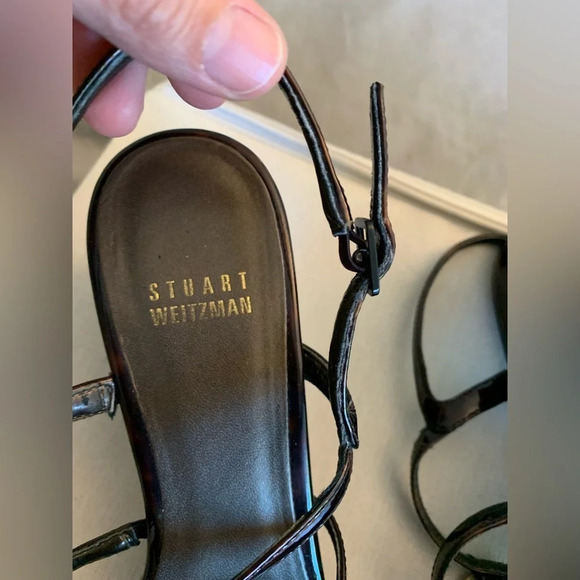 - Stuart Wietzman tortoise shell strap  wedge sandals. Size 8 - Picture 4 of 12